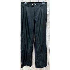 PACSUN Faux Leather Pants Size Small Bootcut Black Double Button‎ NWT